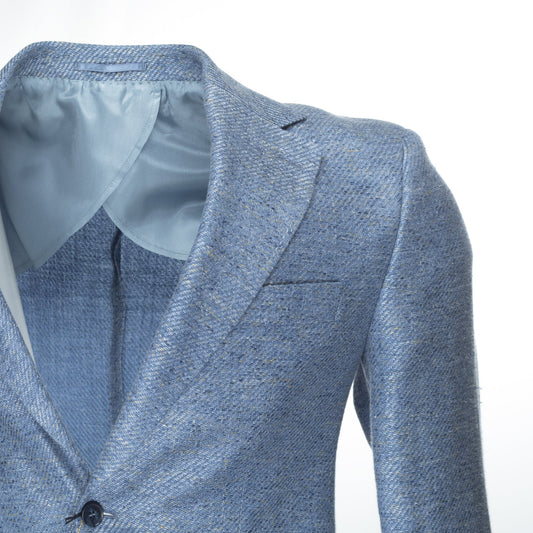 Introducing Bagozza America's Cecita Men's Blazer in Ice Blue (868) - a stylish, high-quality 2-Button Blazer that is crafted using the finest blend Wool & Linen from the Italian Mill of F.lli Cerruti. Experience the premium quality and craftsmanship of Bagozza Americas.